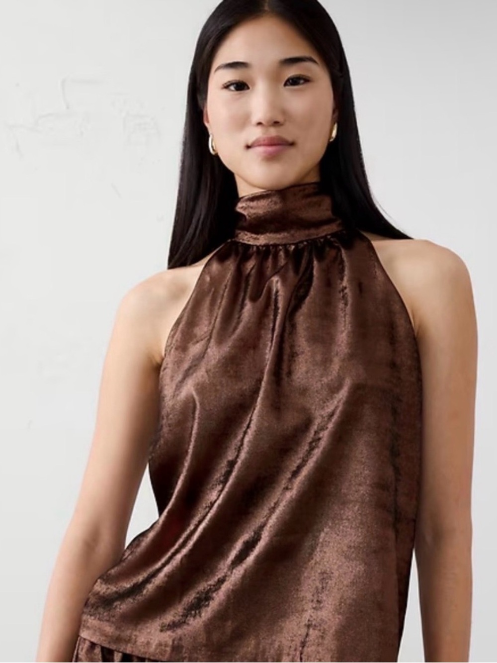 Banana Republic Metallic Halter Mock-Neck Top - Picture 2 of 4